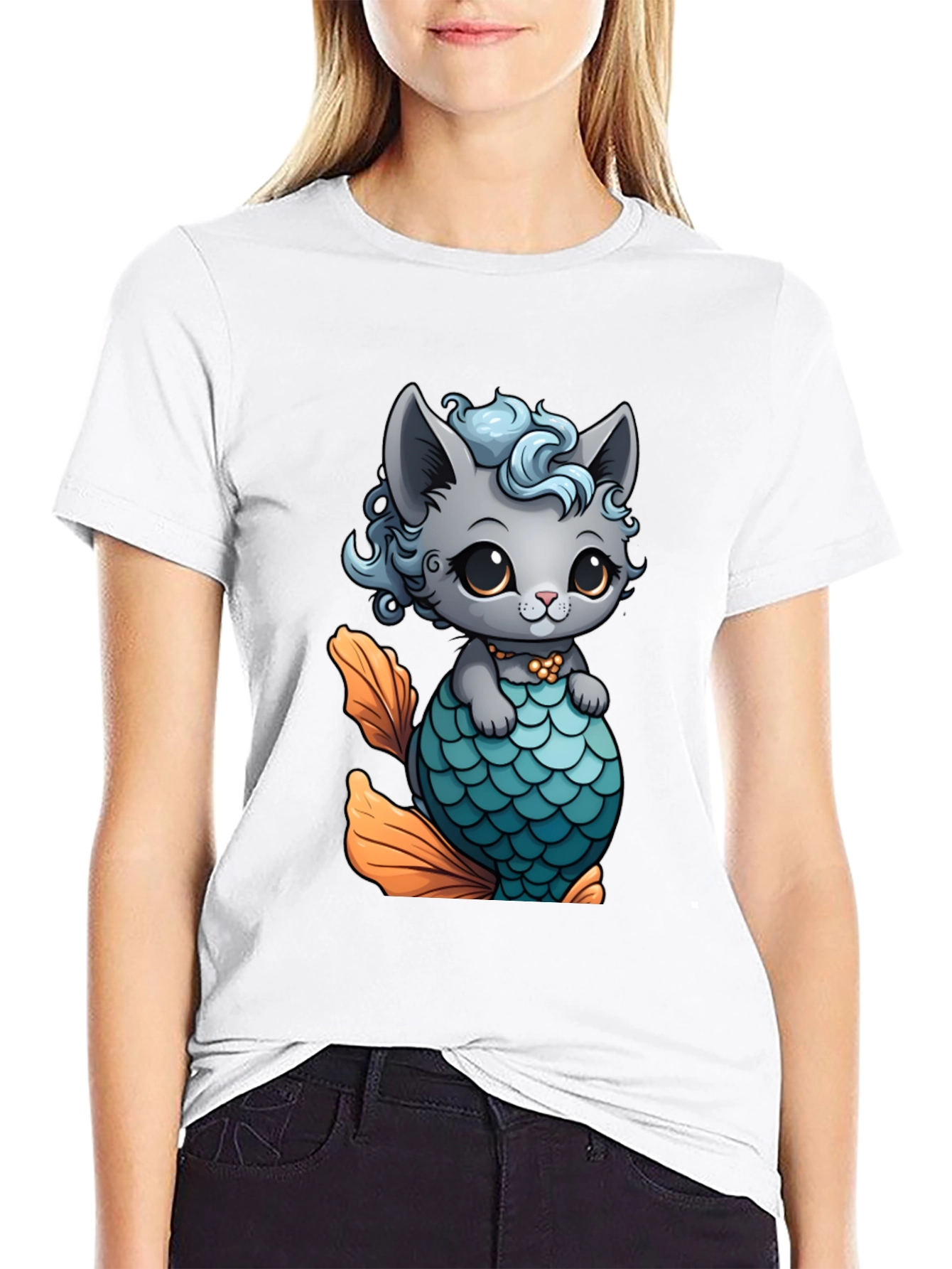 Cute Cat Mermaid T-Shirt - Unique Graphic Tee