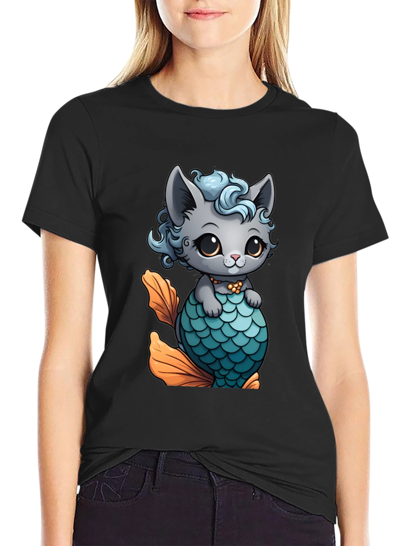 Cute Cat Mermaid T-Shirt - Unique Graphic Tee