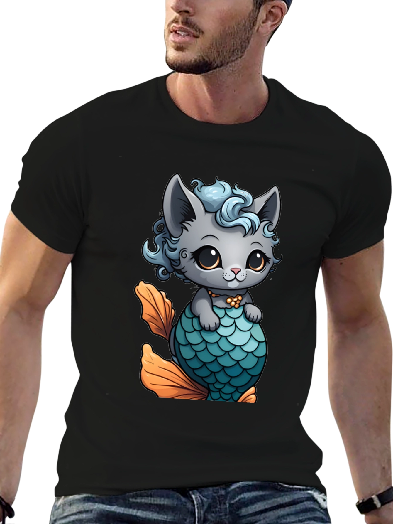 Cute Cat Mermaid T-Shirt - Unique Graphic Tee