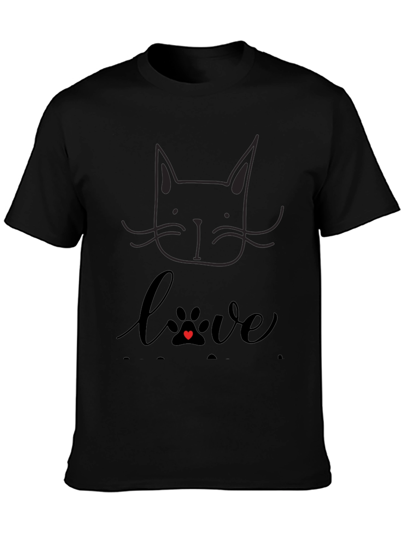 Love Cats T-Shirt - Black Crew Neck Tee
