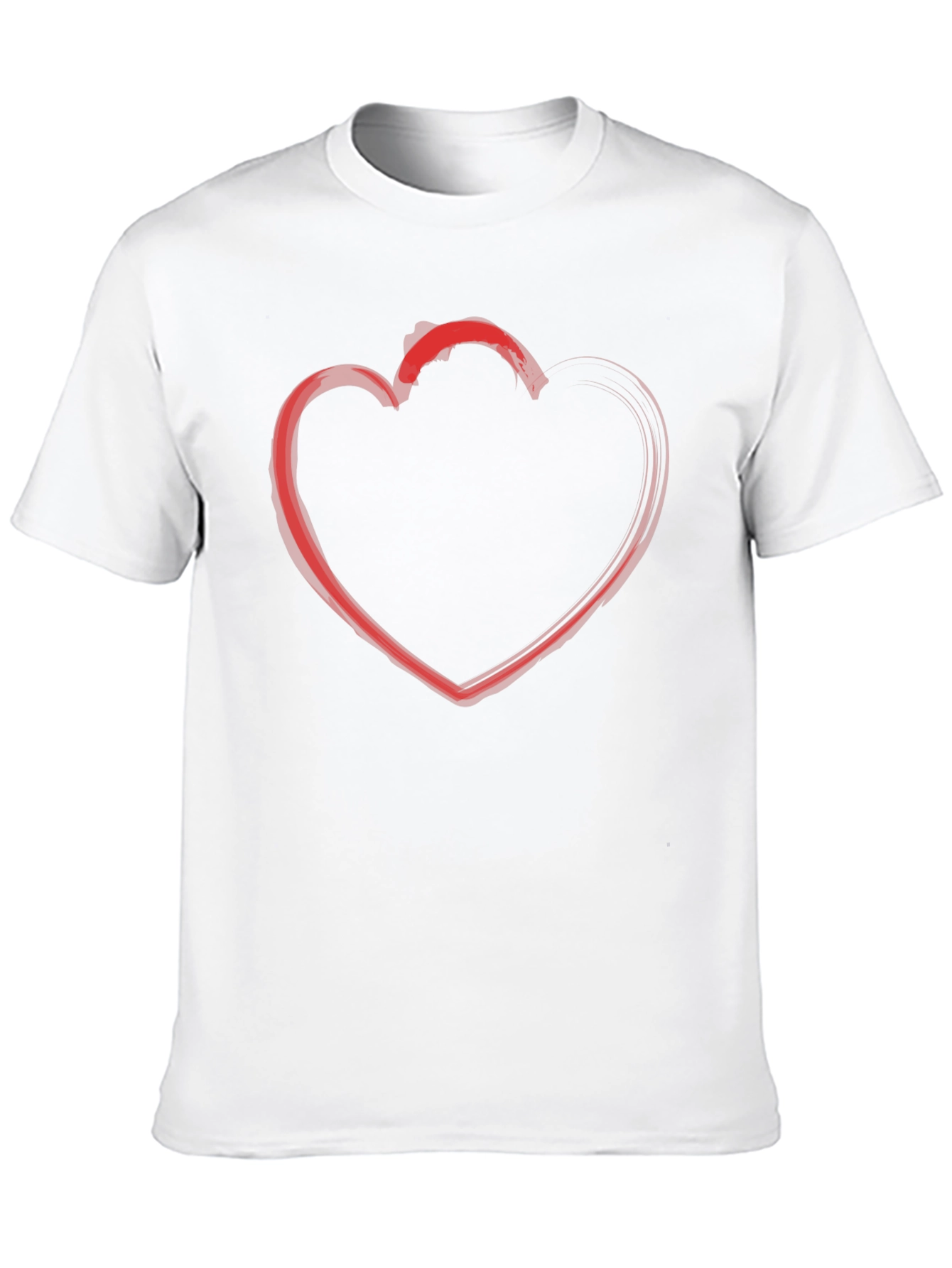 Red Heart Outline Black T-Shirt