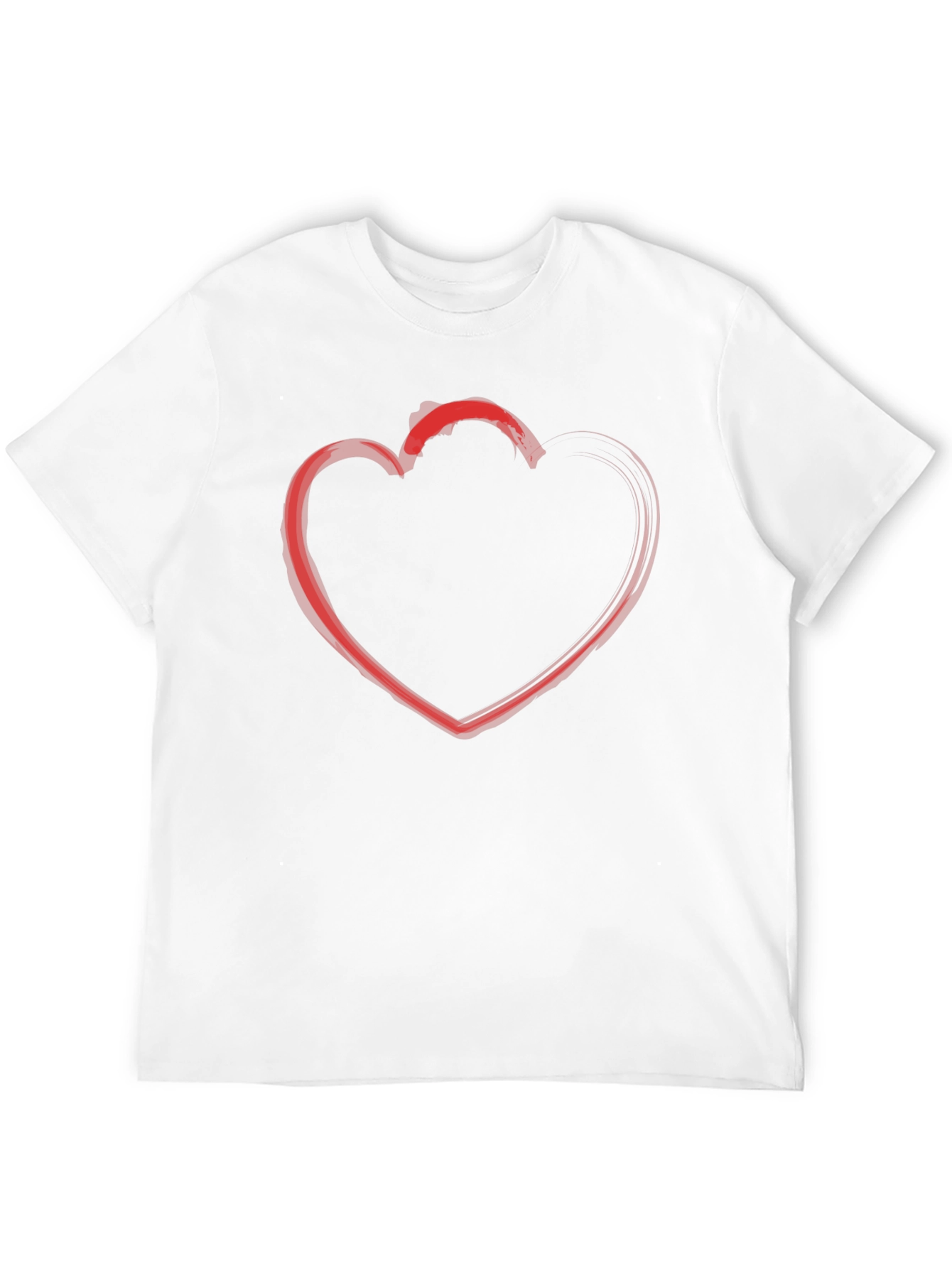 Red Heart Outline Black T-Shirt