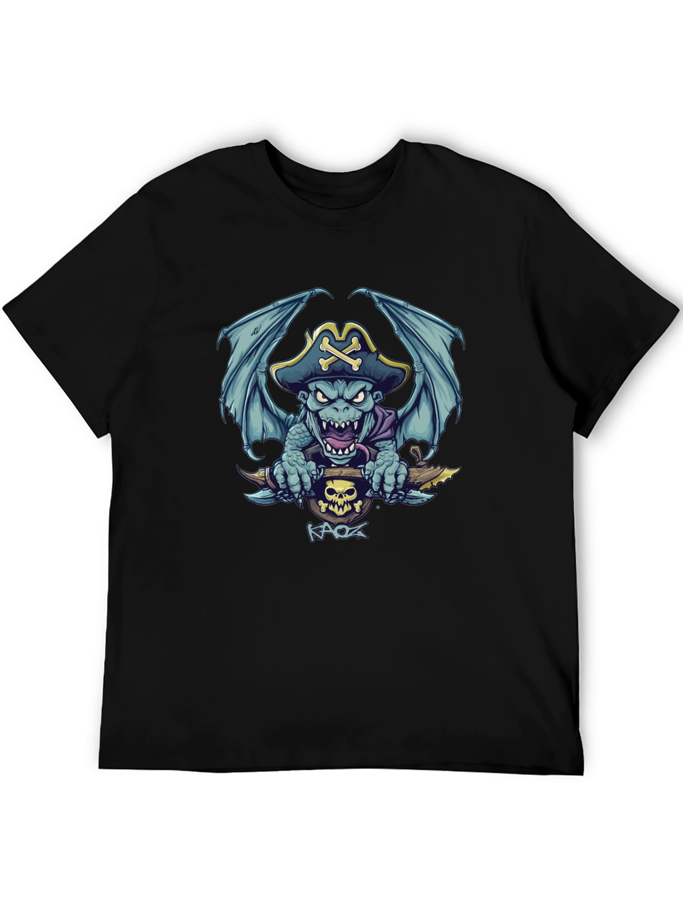 Pirate Dragon Graphic Tee - Mens Black T-Shirt
