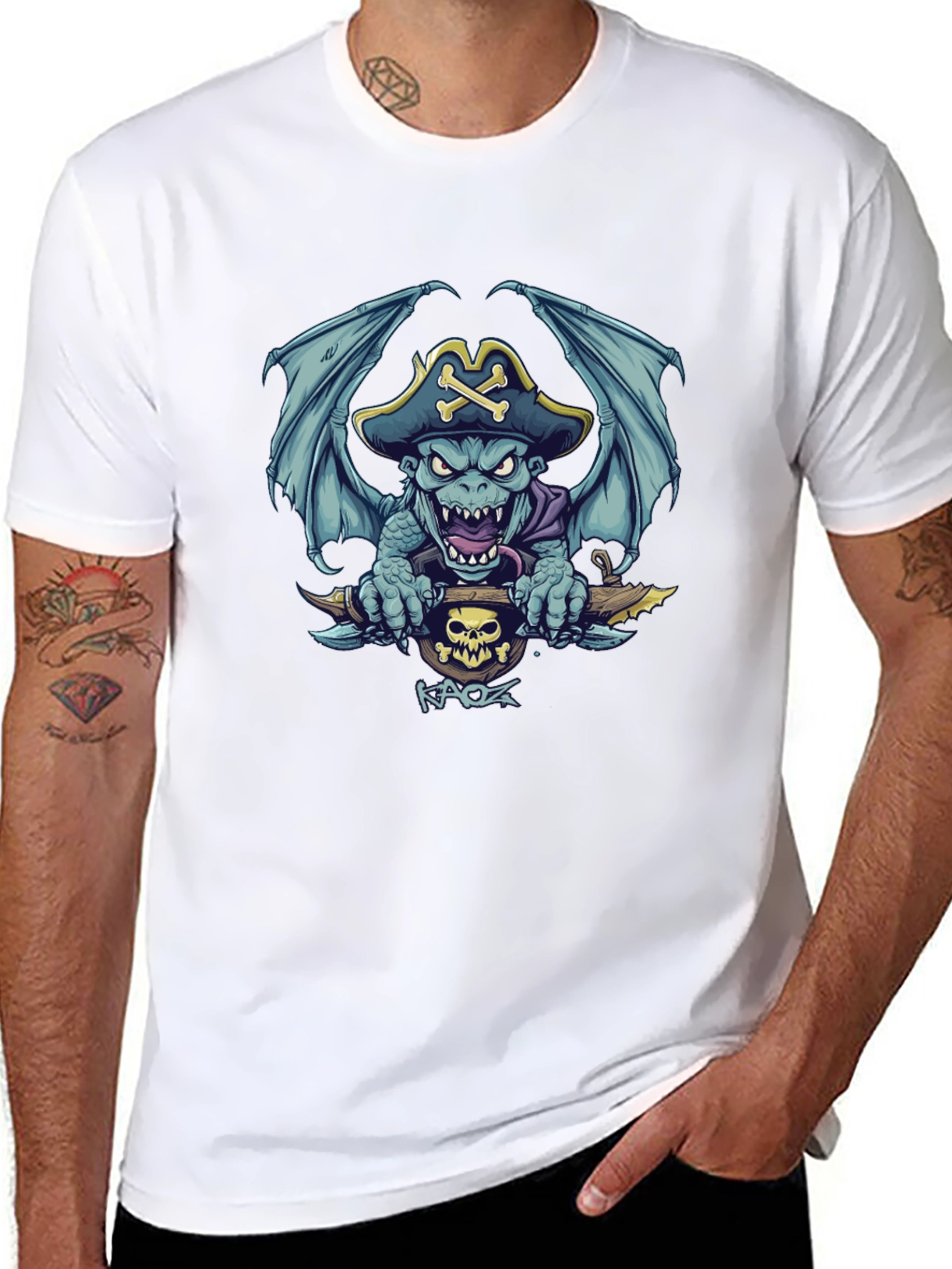 Pirate Dragon Graphic Tee - Mens Black T-Shirt