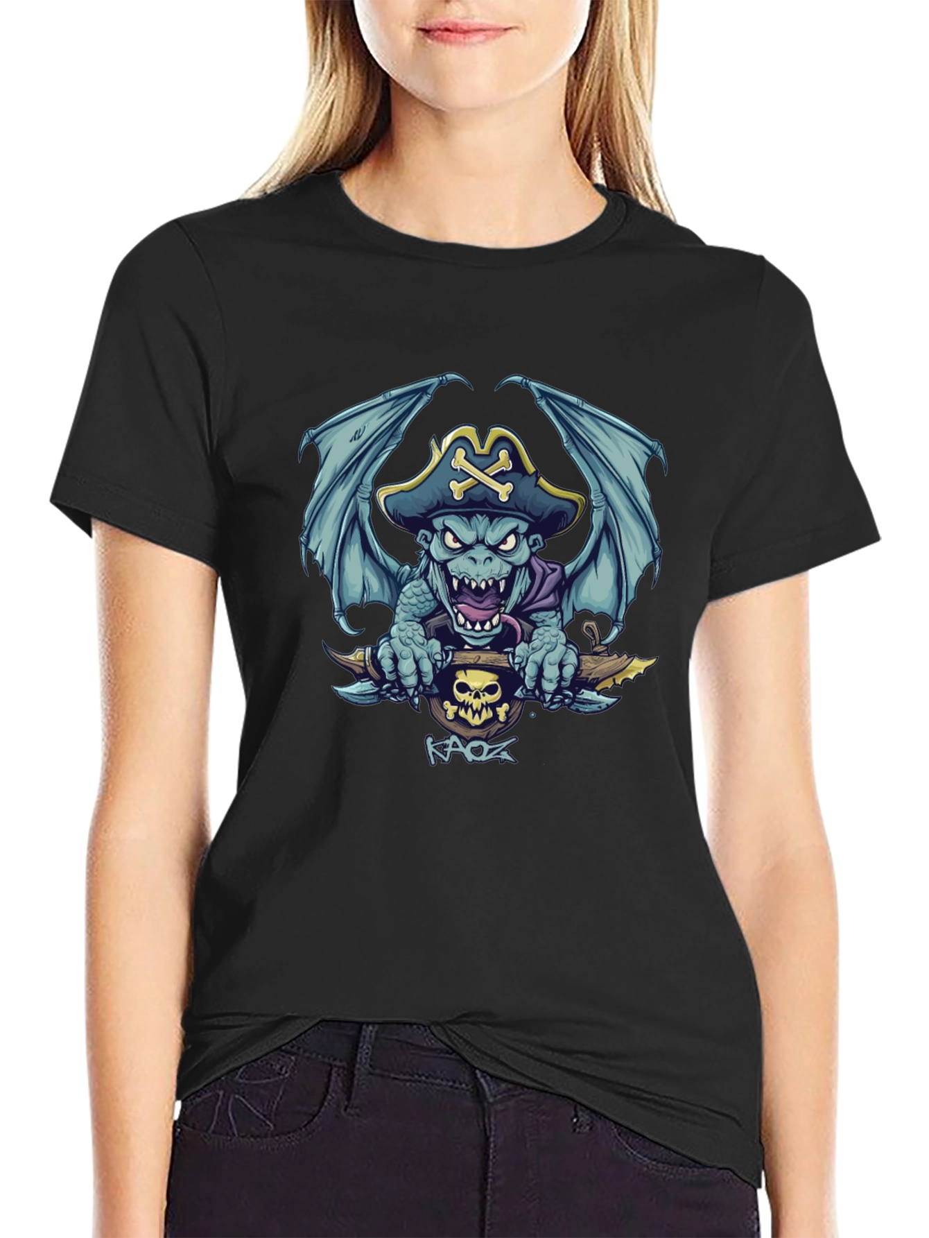 Pirate Dragon Graphic Tee - Mens Black T-Shirt