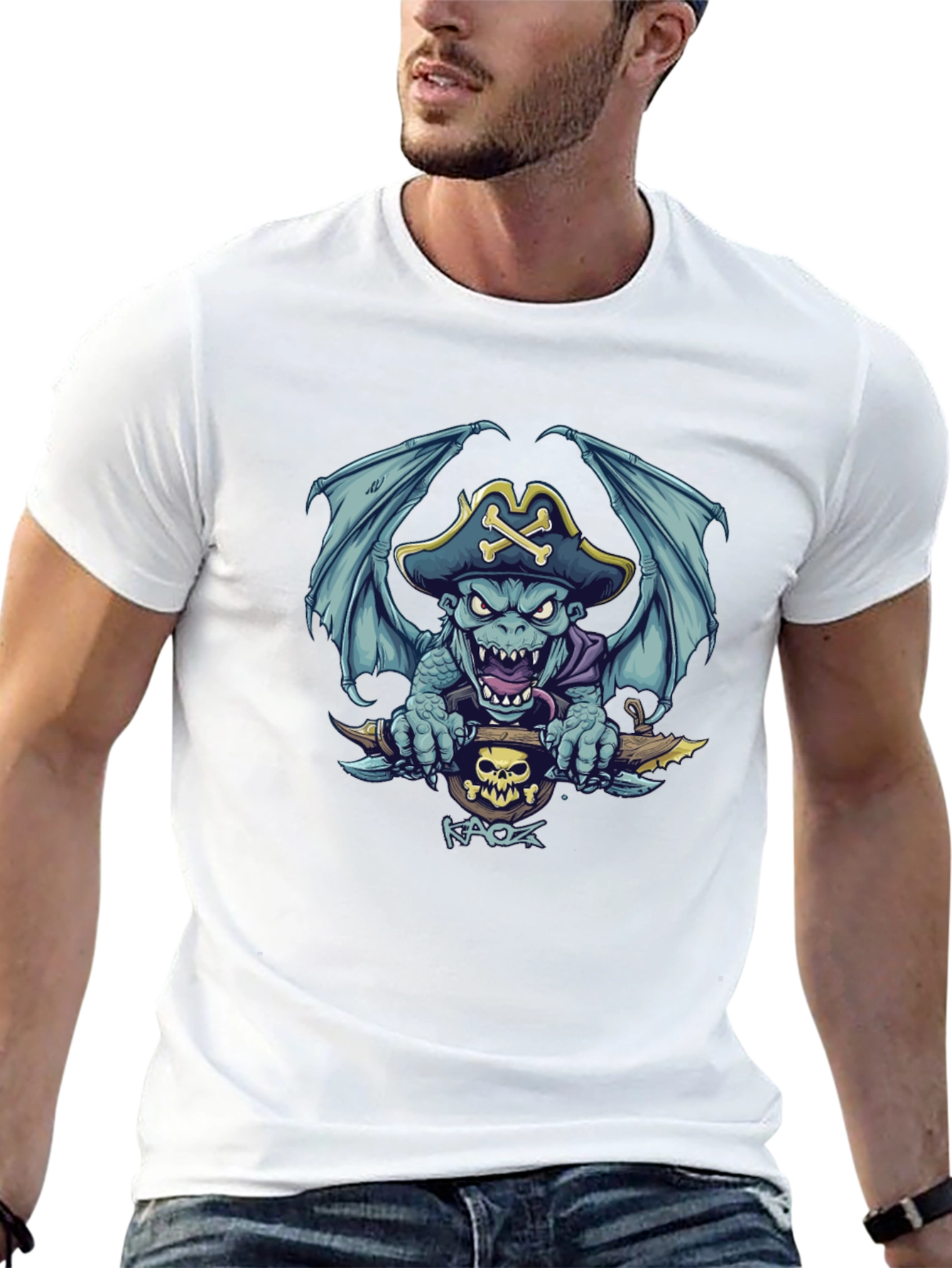 Pirate Dragon Graphic Tee - Mens Black T-Shirt