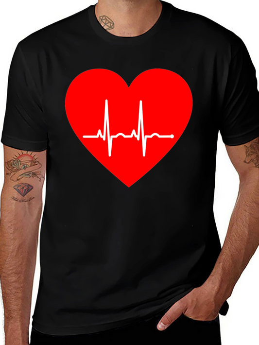 Heartbeat Graphic Tee - Stylish Black T-Shirt