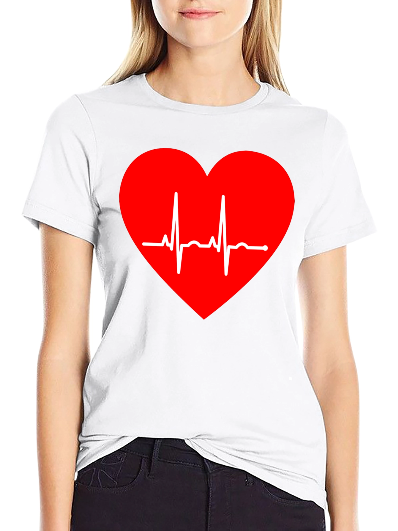 Heartbeat Graphic Tee - Stylish Black T-Shirt