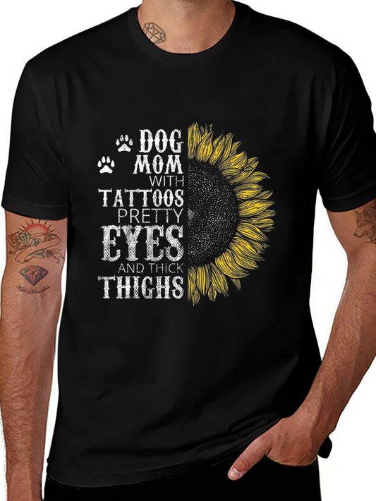 Dog Mom Tattoo Sunflower Graphic T-Shirt