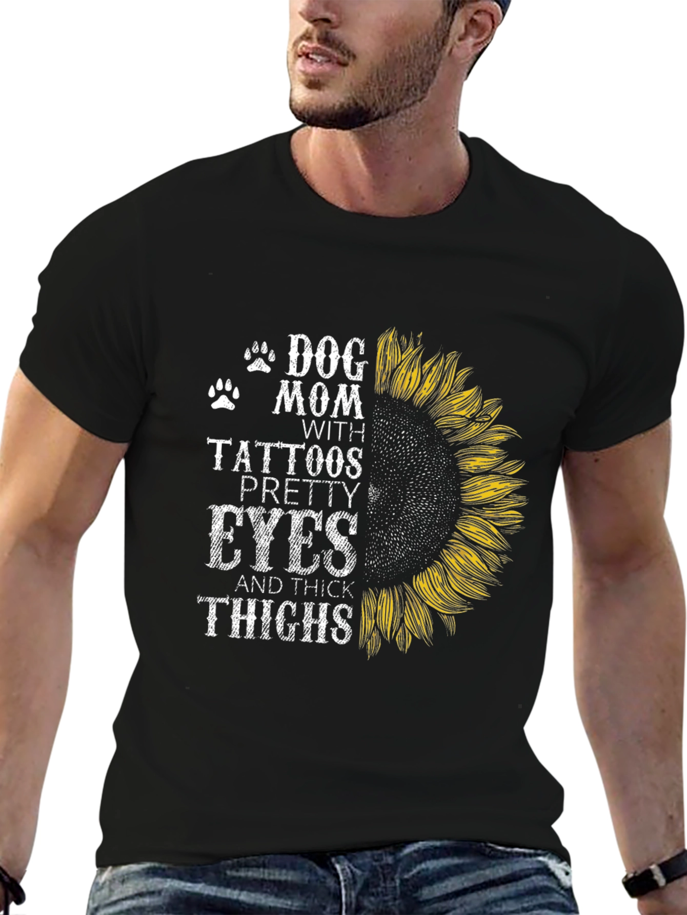 Dog Mom Tattoo Sunflower Graphic T-Shirt