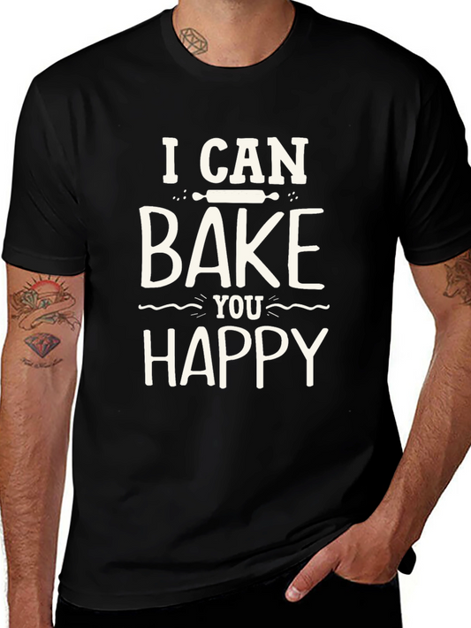 Bake You Happy Graphic Tee - Black Cotton T-Shirt