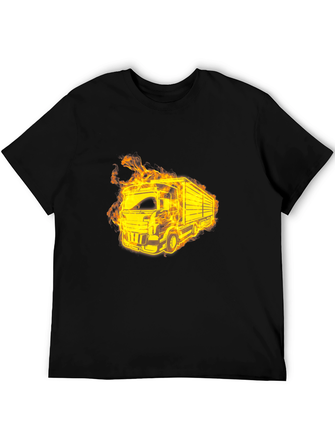 Fiery Truck Graphic Black T-Shirt