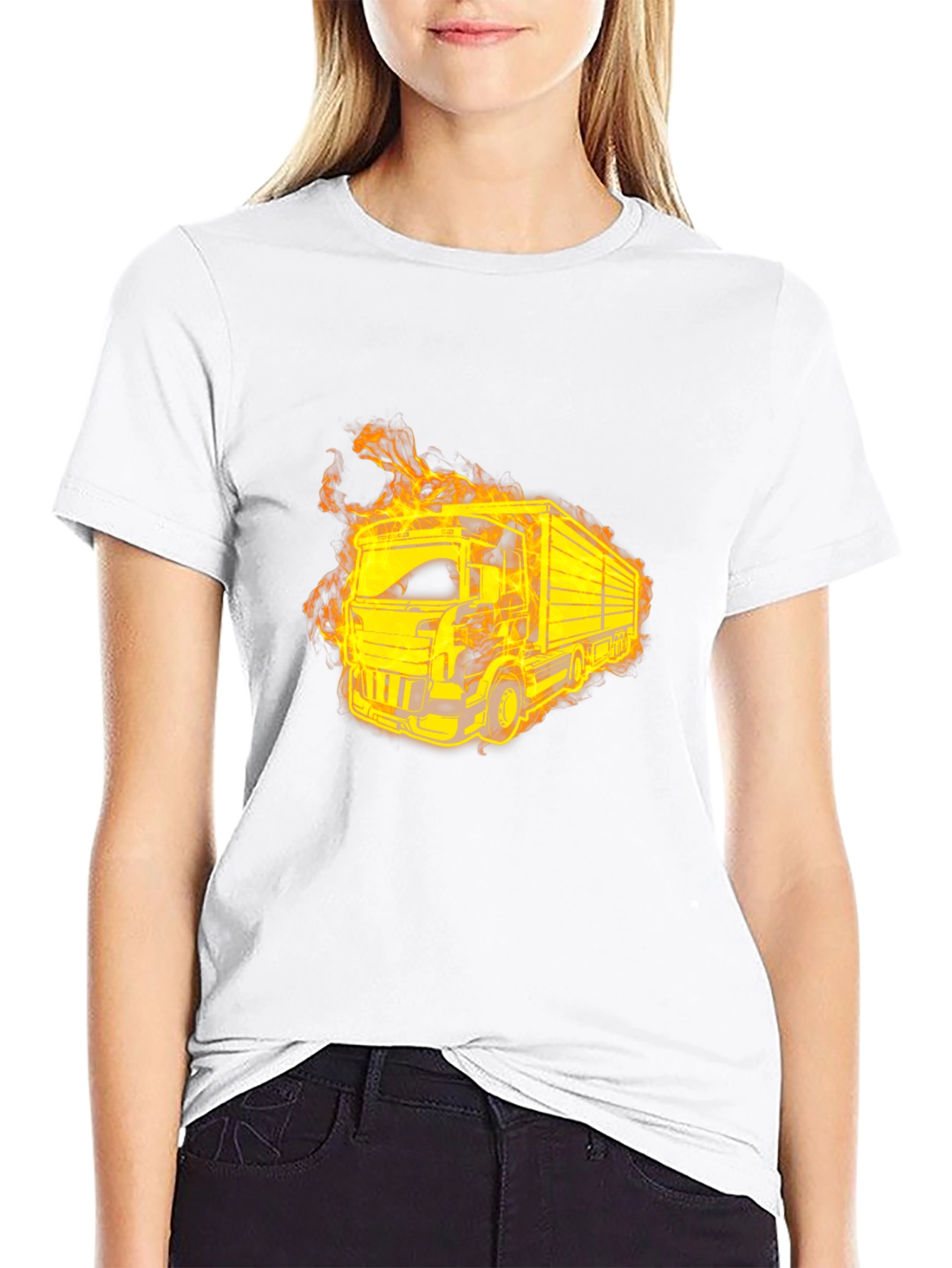 Fiery Truck Graphic Black T-Shirt