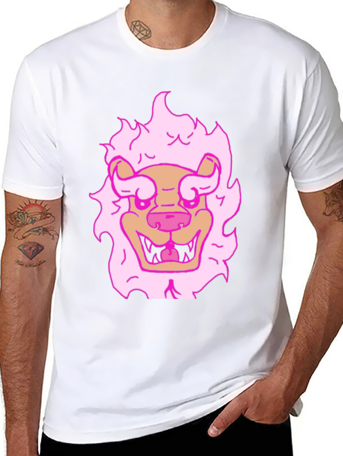 Pink Lion Graphic T-Shirt - Cool & Fun Design