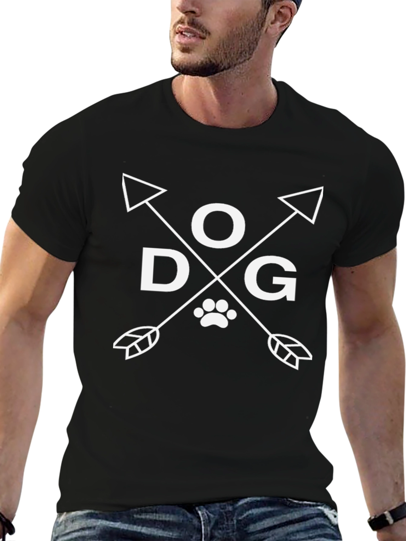Dog Arrow Graphic T-Shirt - Mens Casual Tee