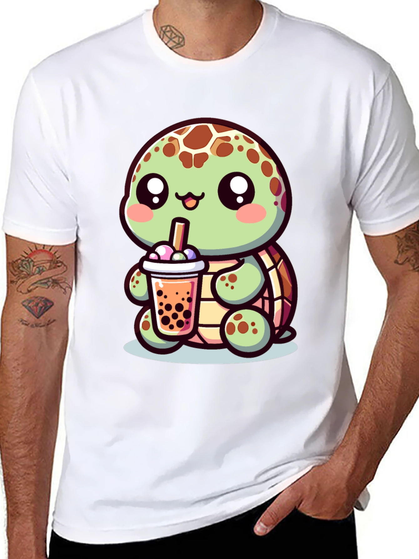 Cute Turtle Boba Tea Graphic Tee