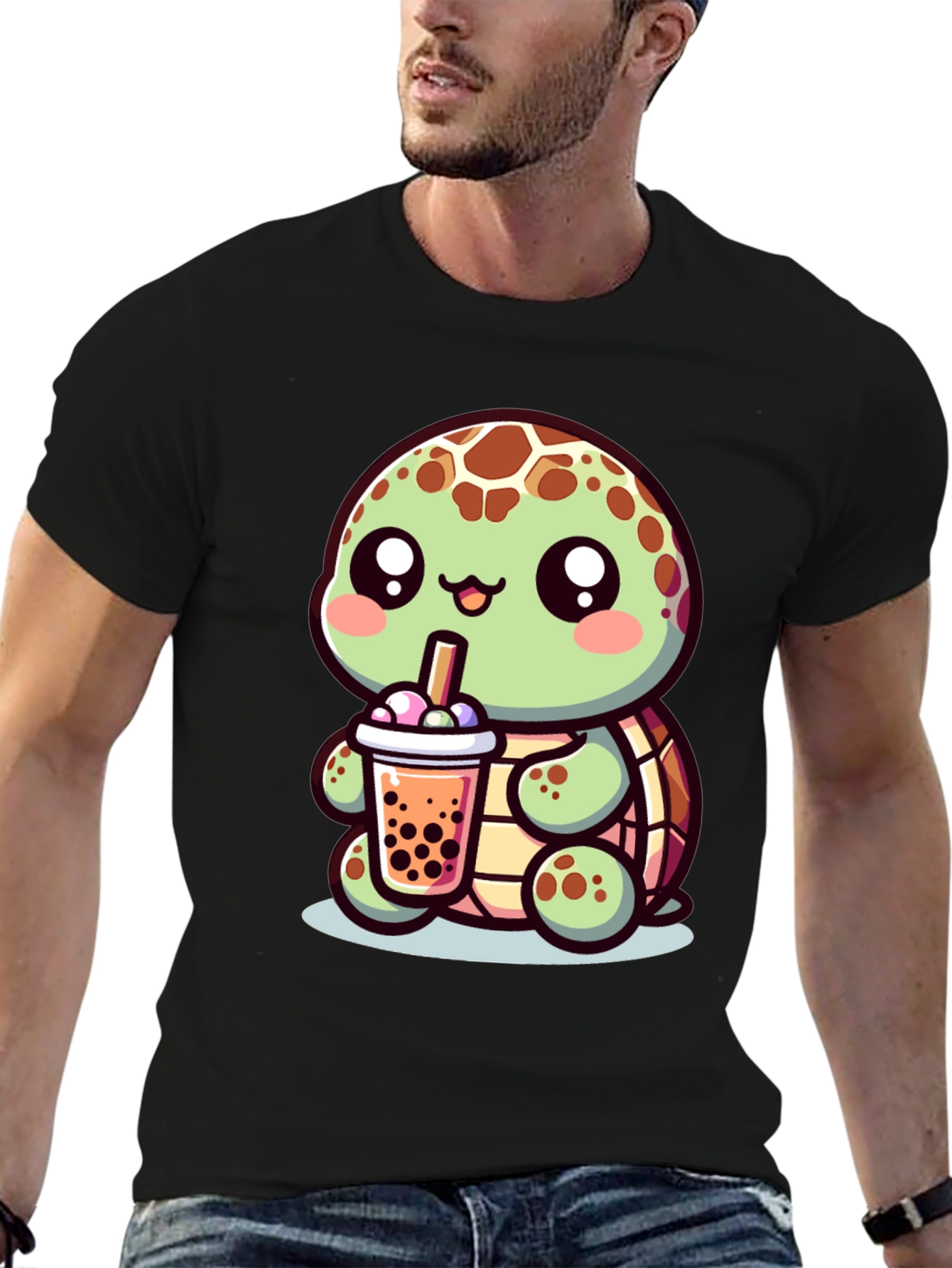 Cute Turtle Boba Tea Graphic Tee