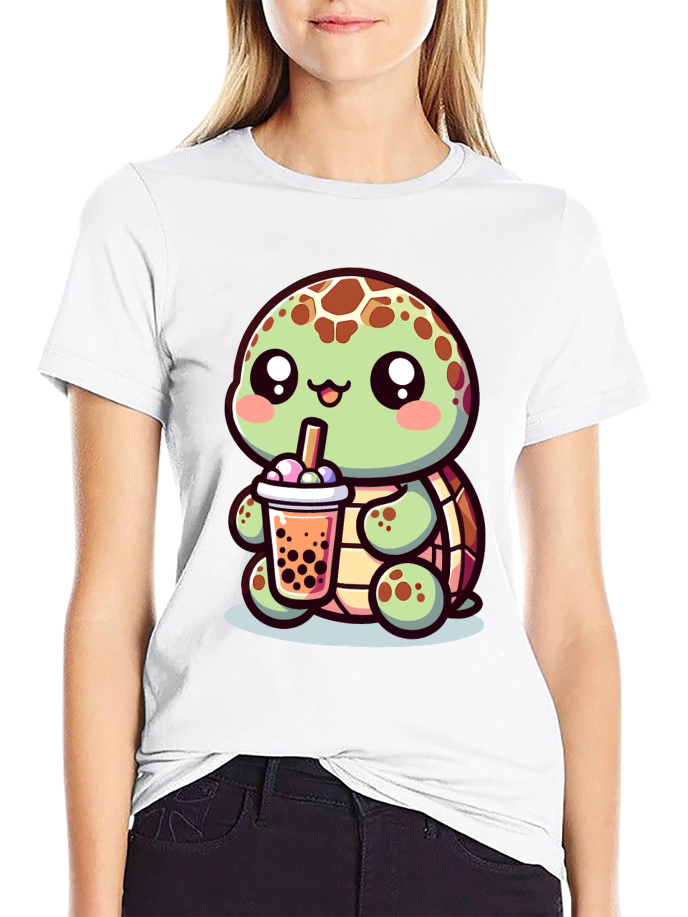 Cute Turtle Boba Tea Graphic Tee