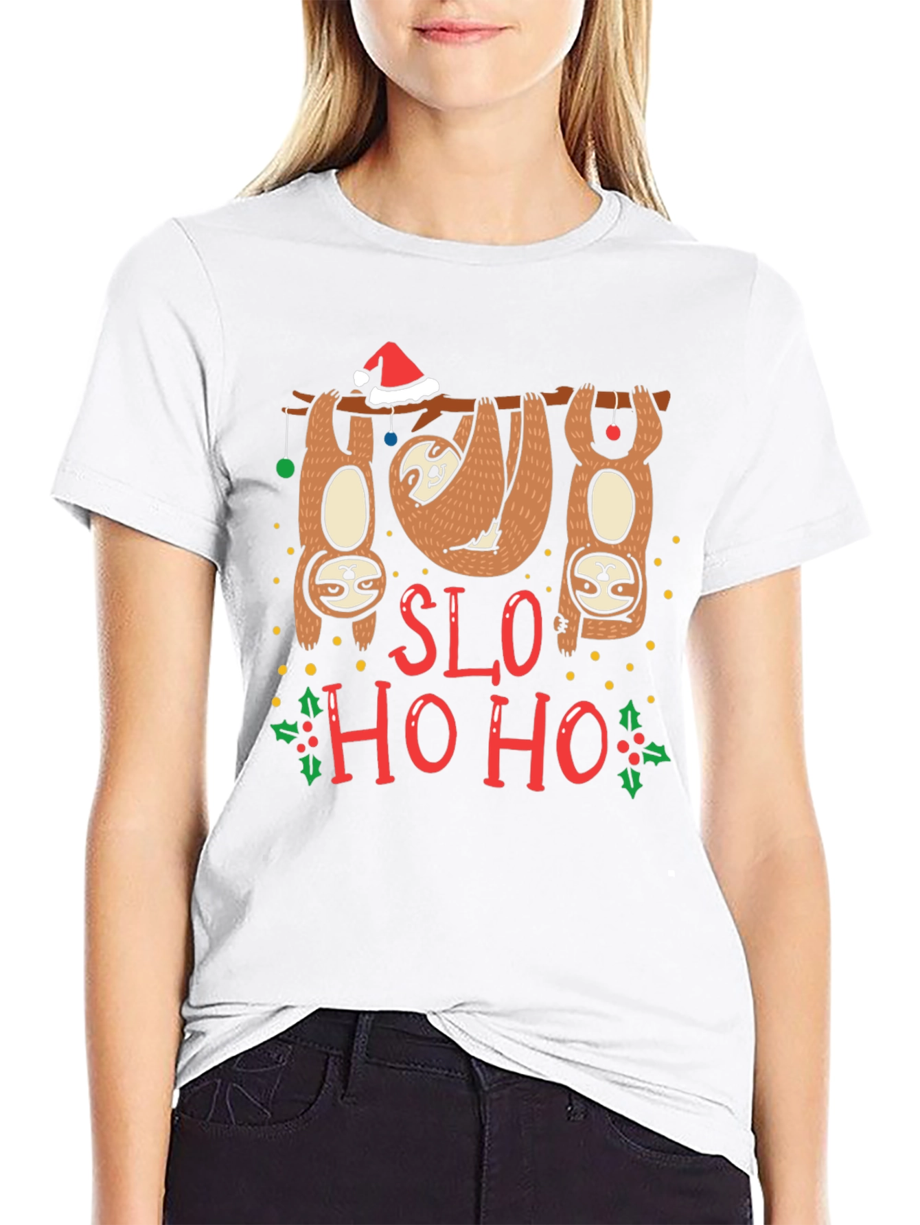 Sloth Christmas T-Shirt SLO HO HO