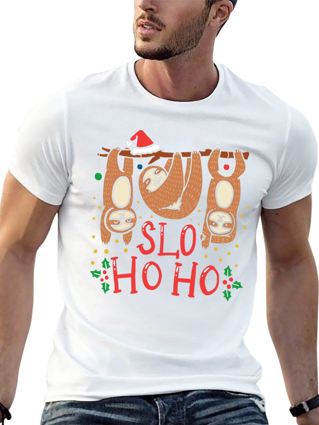 Sloth Christmas T-Shirt SLO HO HO