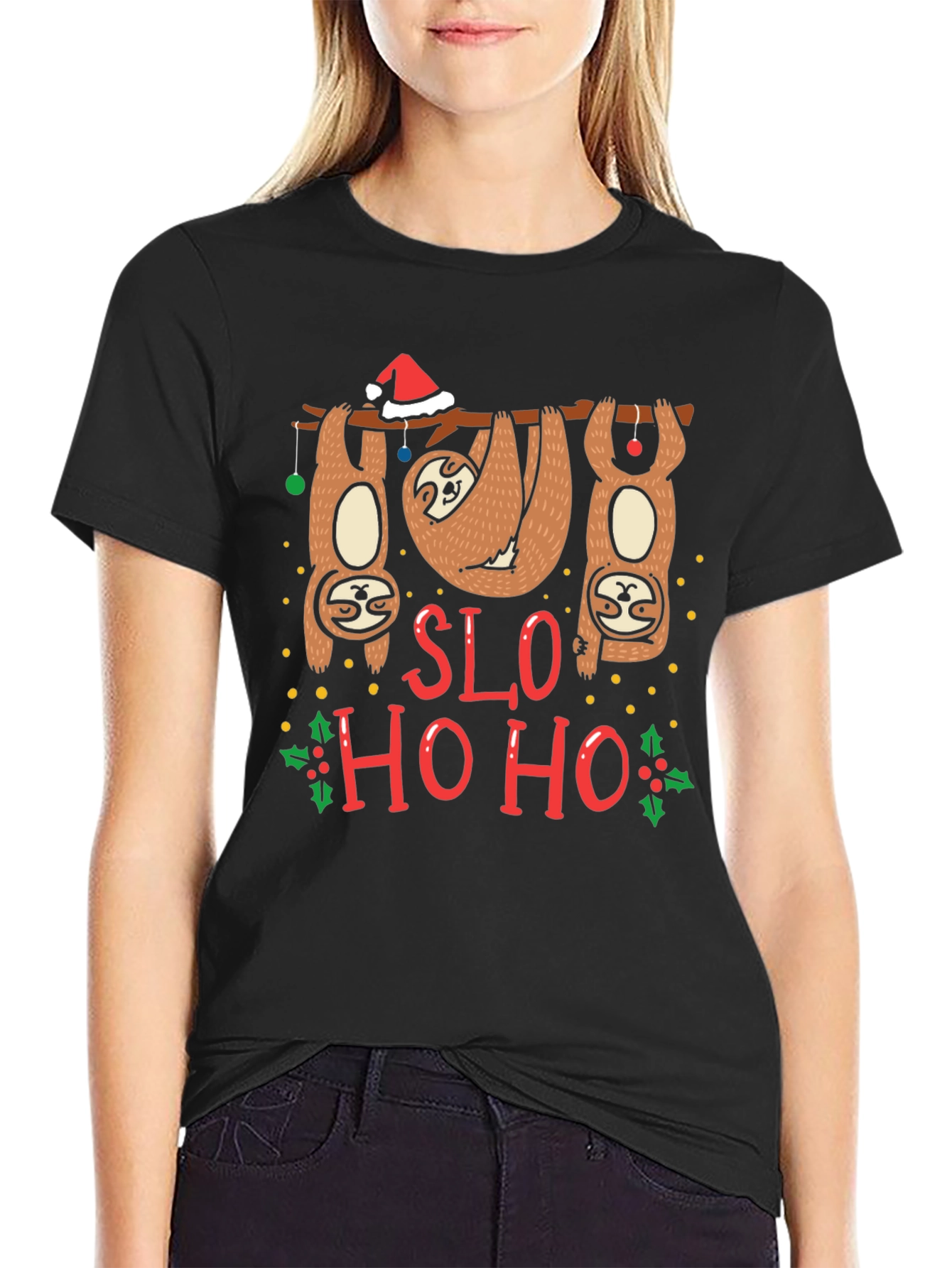 Sloth Christmas T-Shirt SLO HO HO