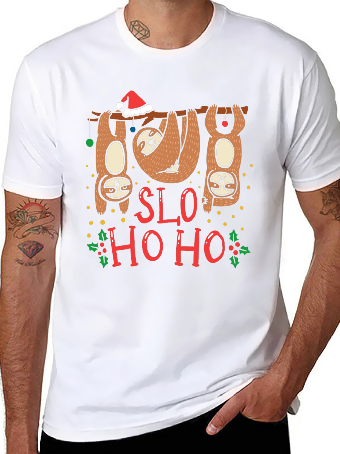 Sloth Christmas T-Shirt SLO HO HO
