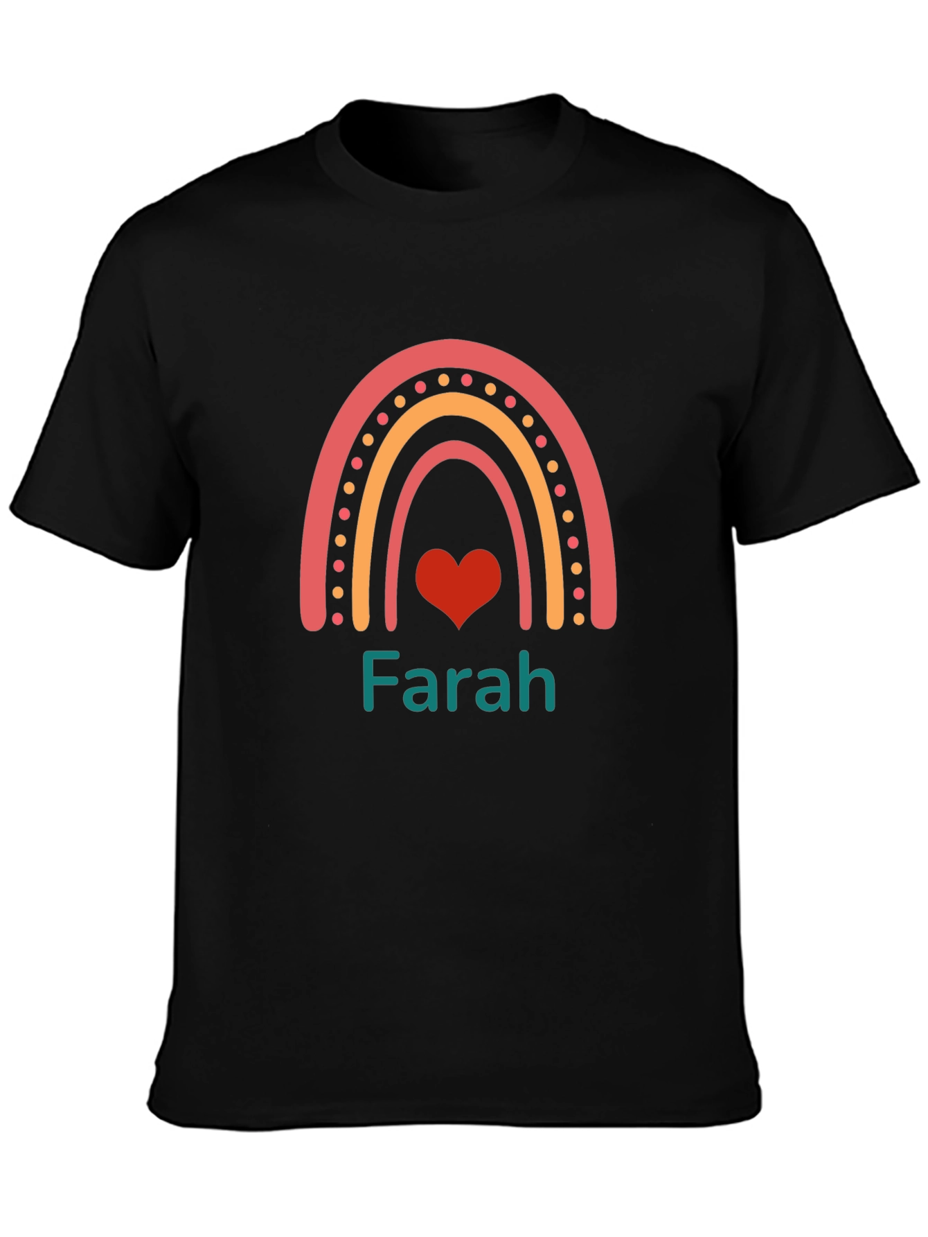Rainbow Heart Personalized Name T-Shirt