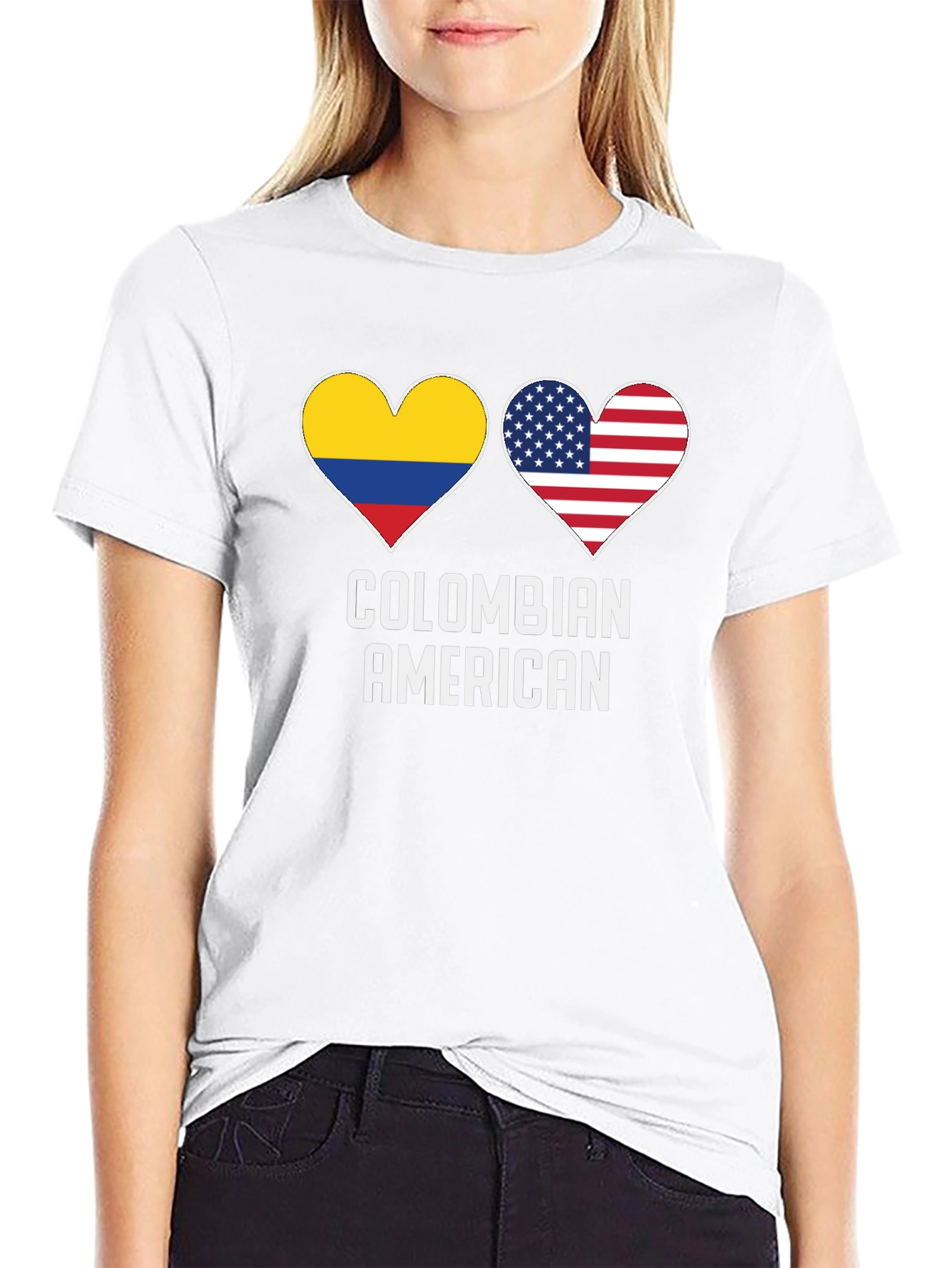 Colombian American Flag Heart T-Shirt
