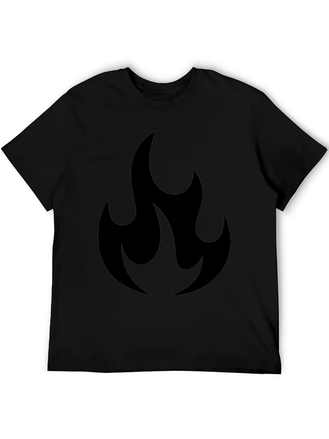 Flame Graphic Tee - Black Cotton T-Shirt