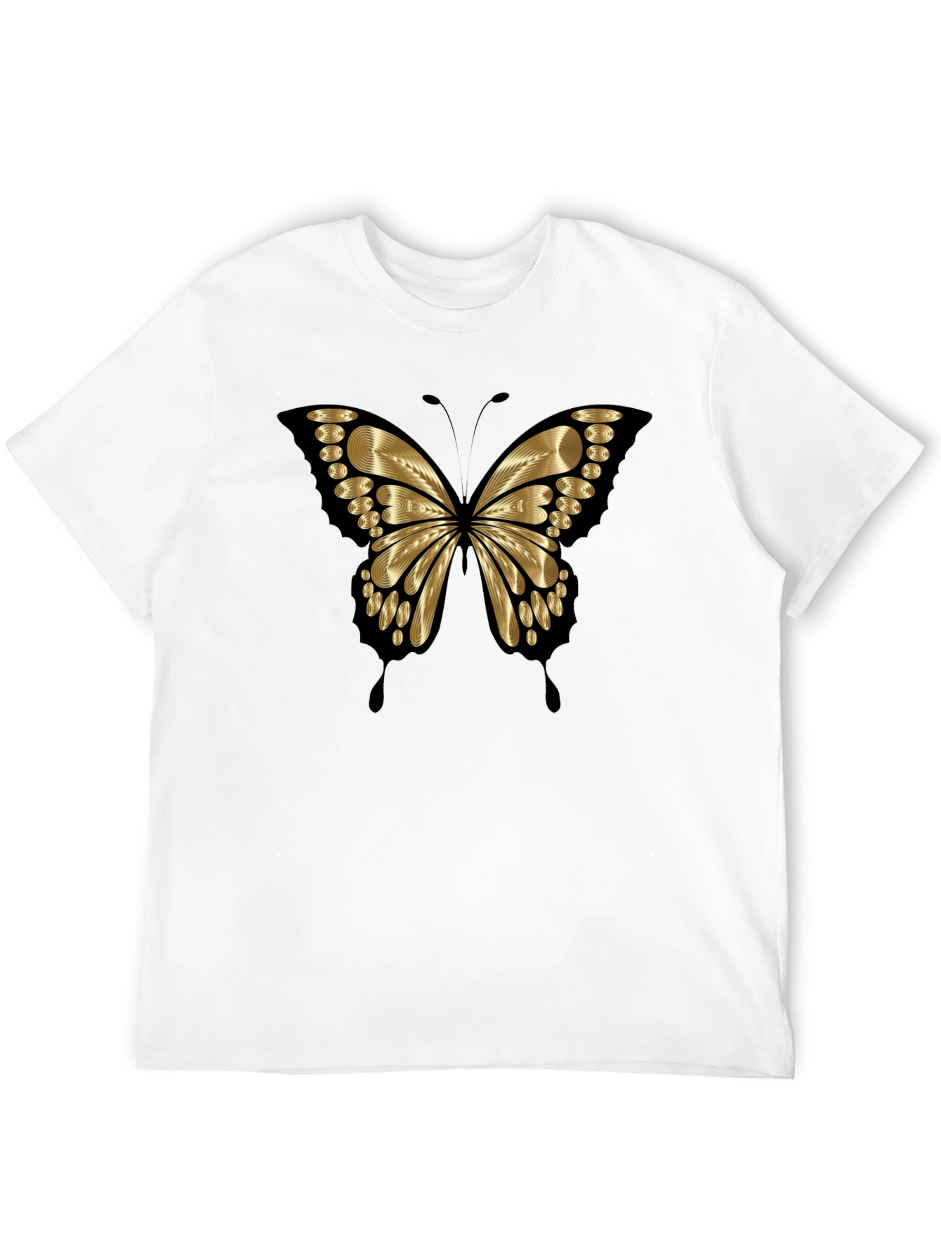 Gold Butterfly Graphic Print Mens T-Shirt