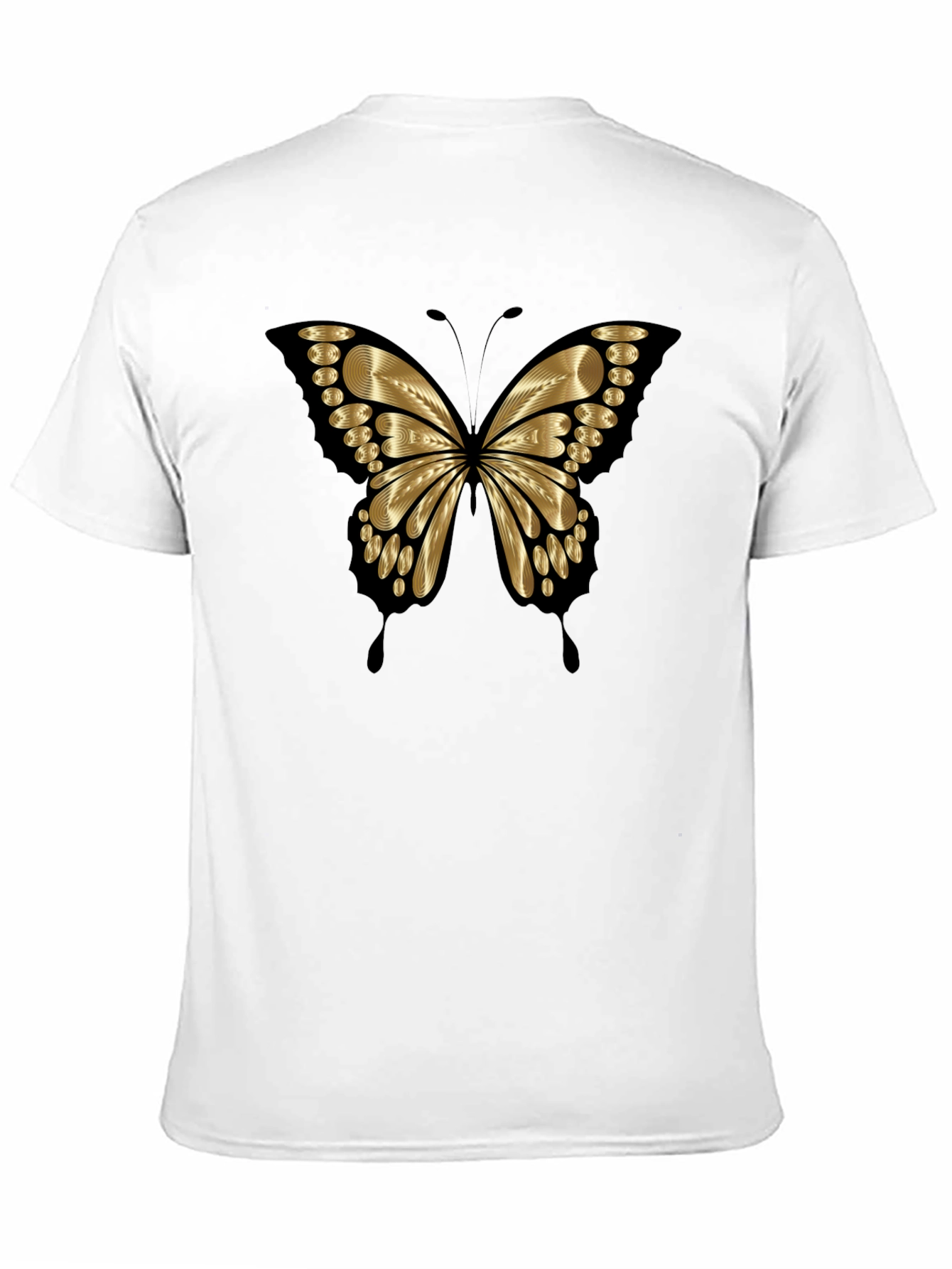 Gold Butterfly Graphic Print Mens T-Shirt
