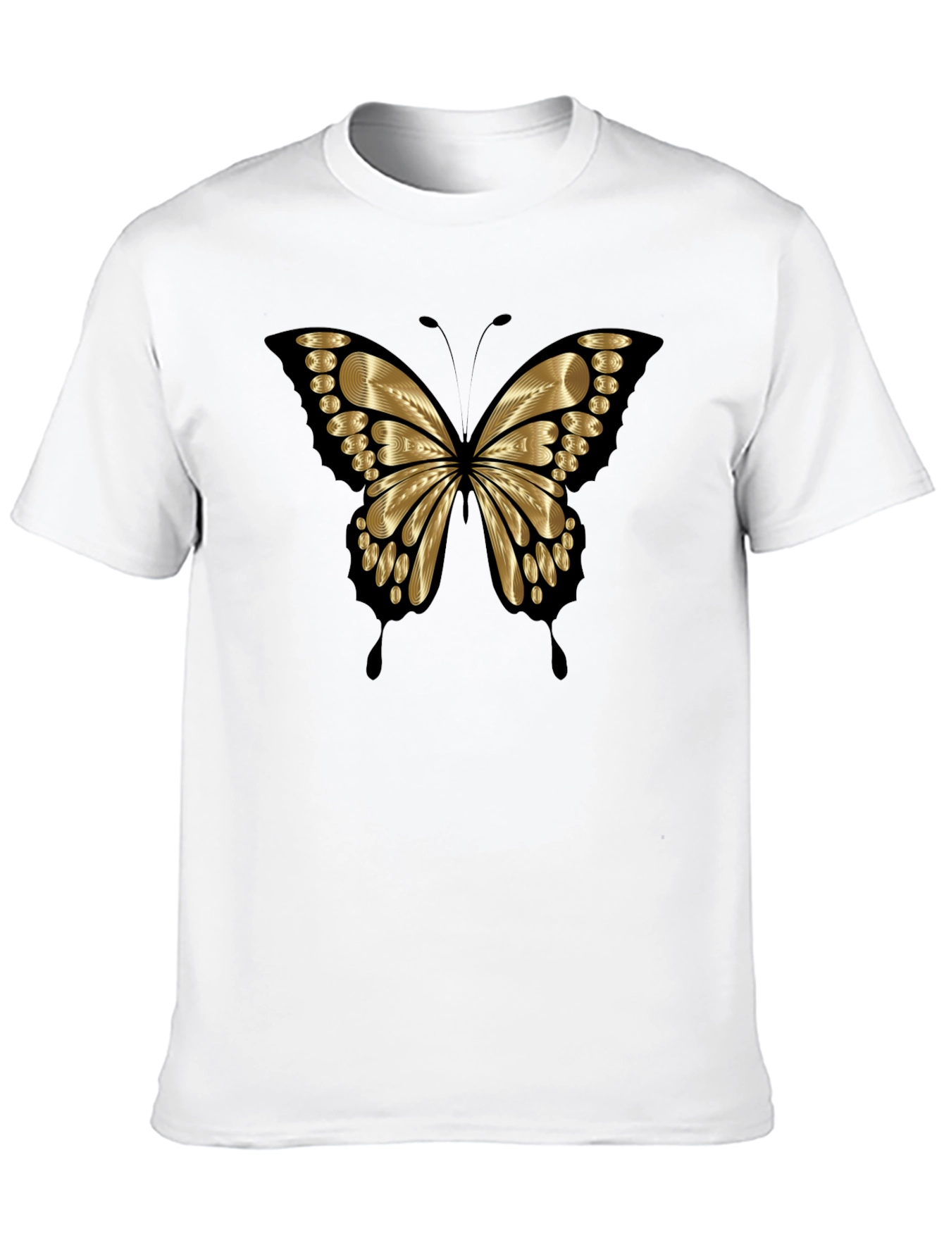 Gold Butterfly Graphic Print Mens T-Shirt