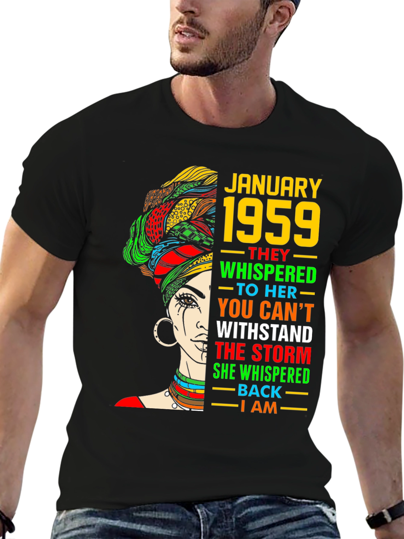 January 1959 Birthday Black Pride T-Shirt