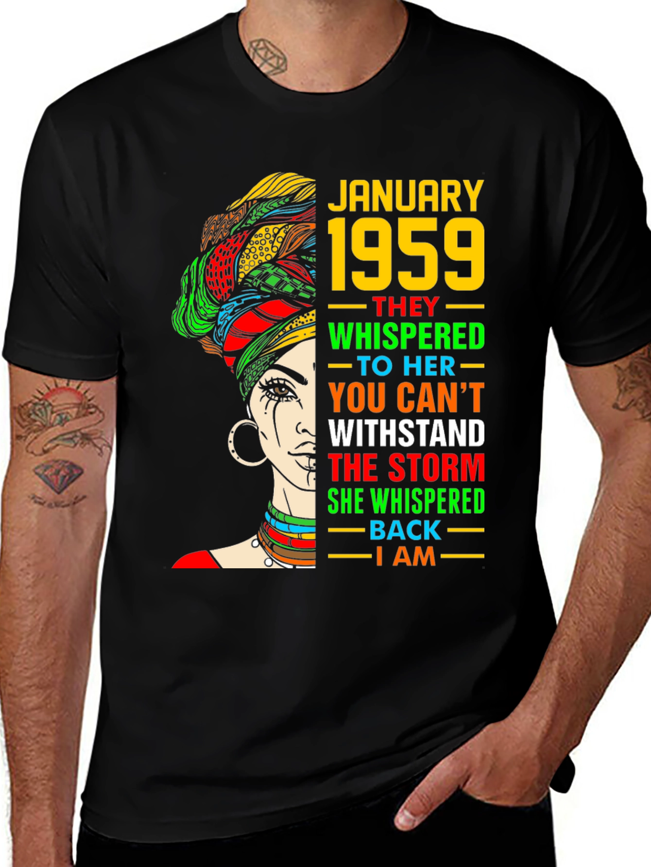 January 1959 Birthday Black Pride T-Shirt