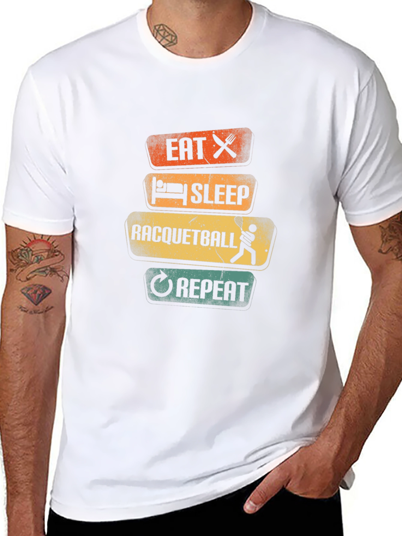 Eat Sleep Racquetball Repeat Graphic Tee