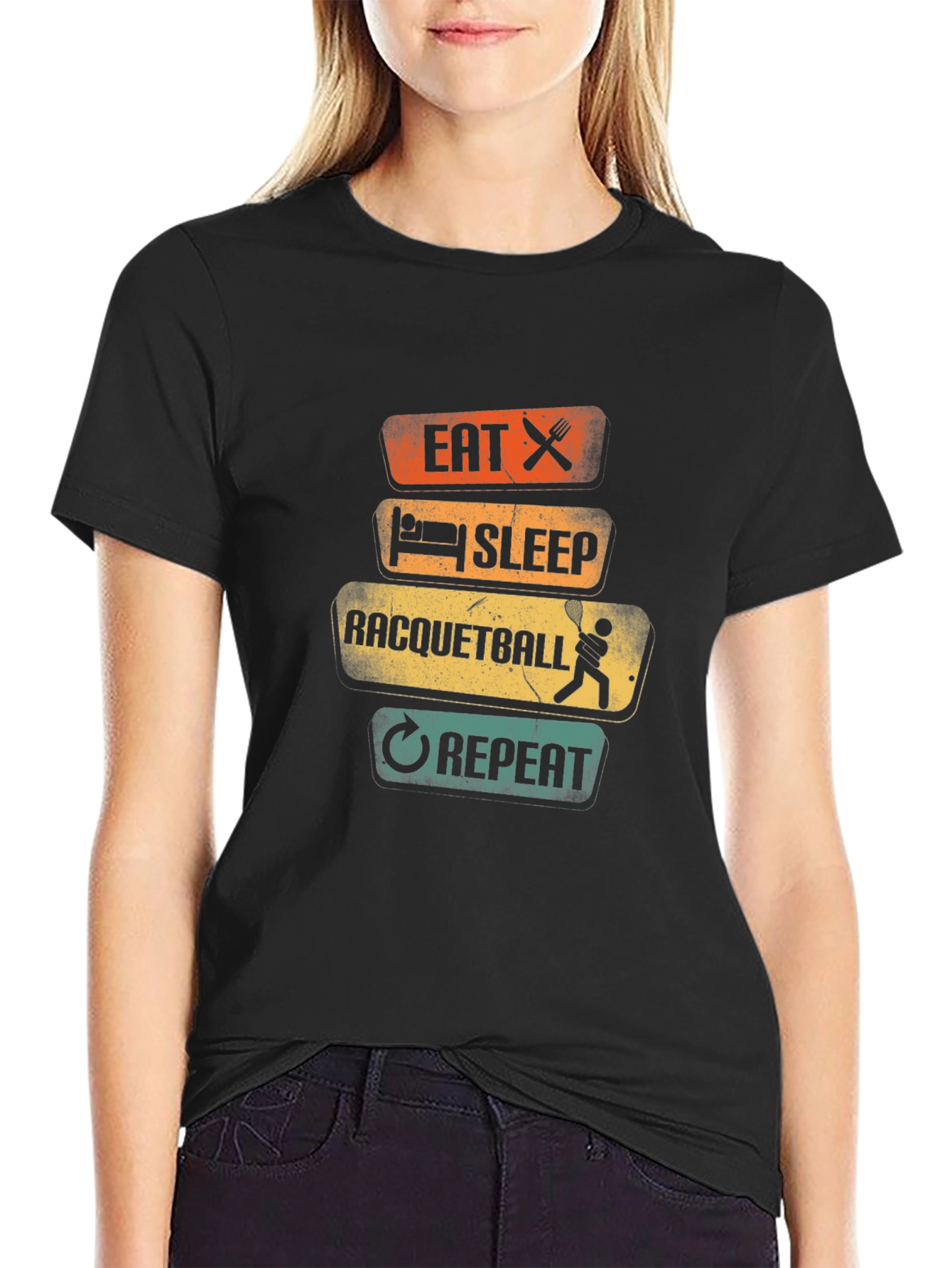 Eat Sleep Racquetball Repeat Graphic Tee