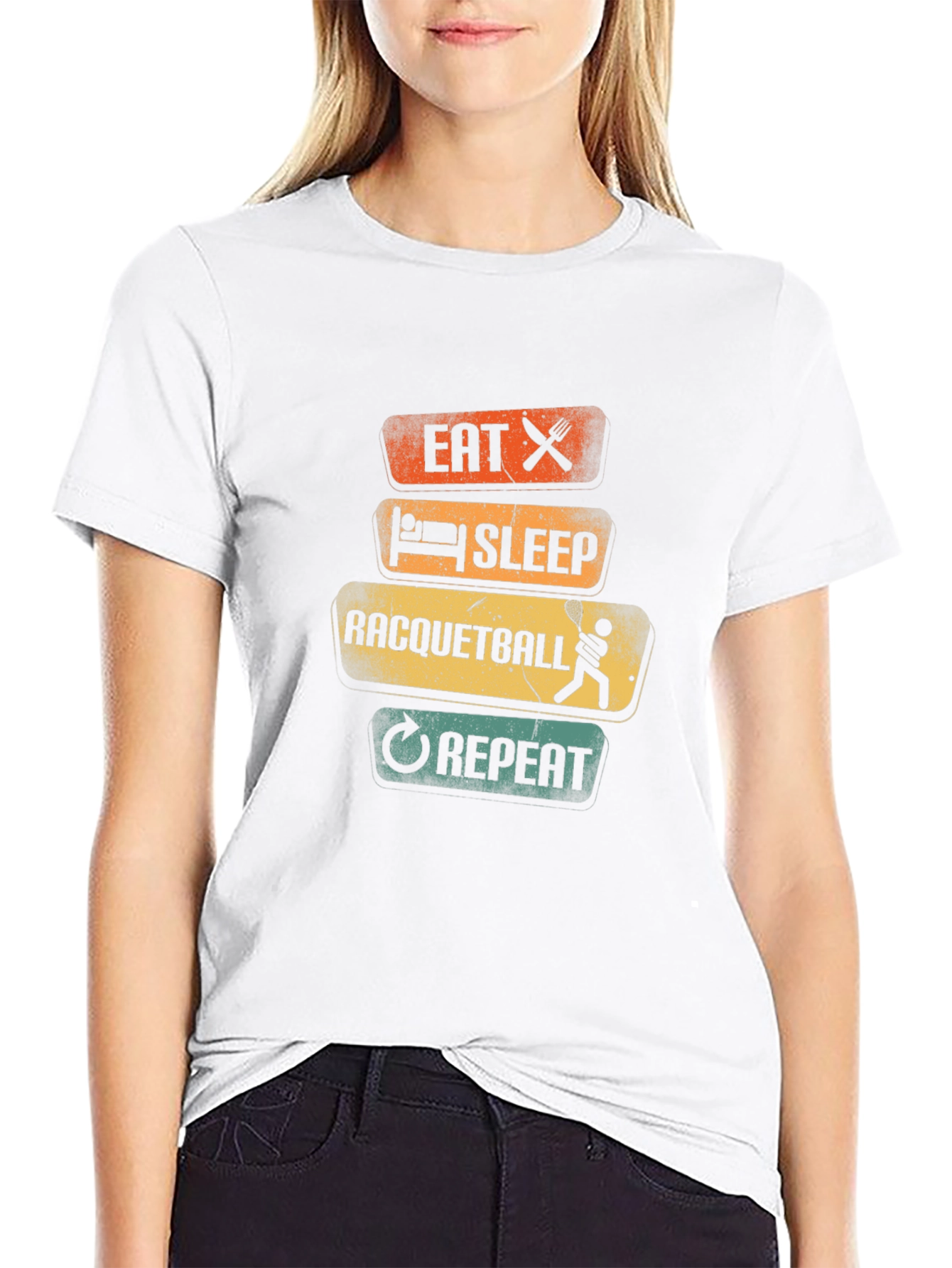 Eat Sleep Racquetball Repeat Graphic Tee