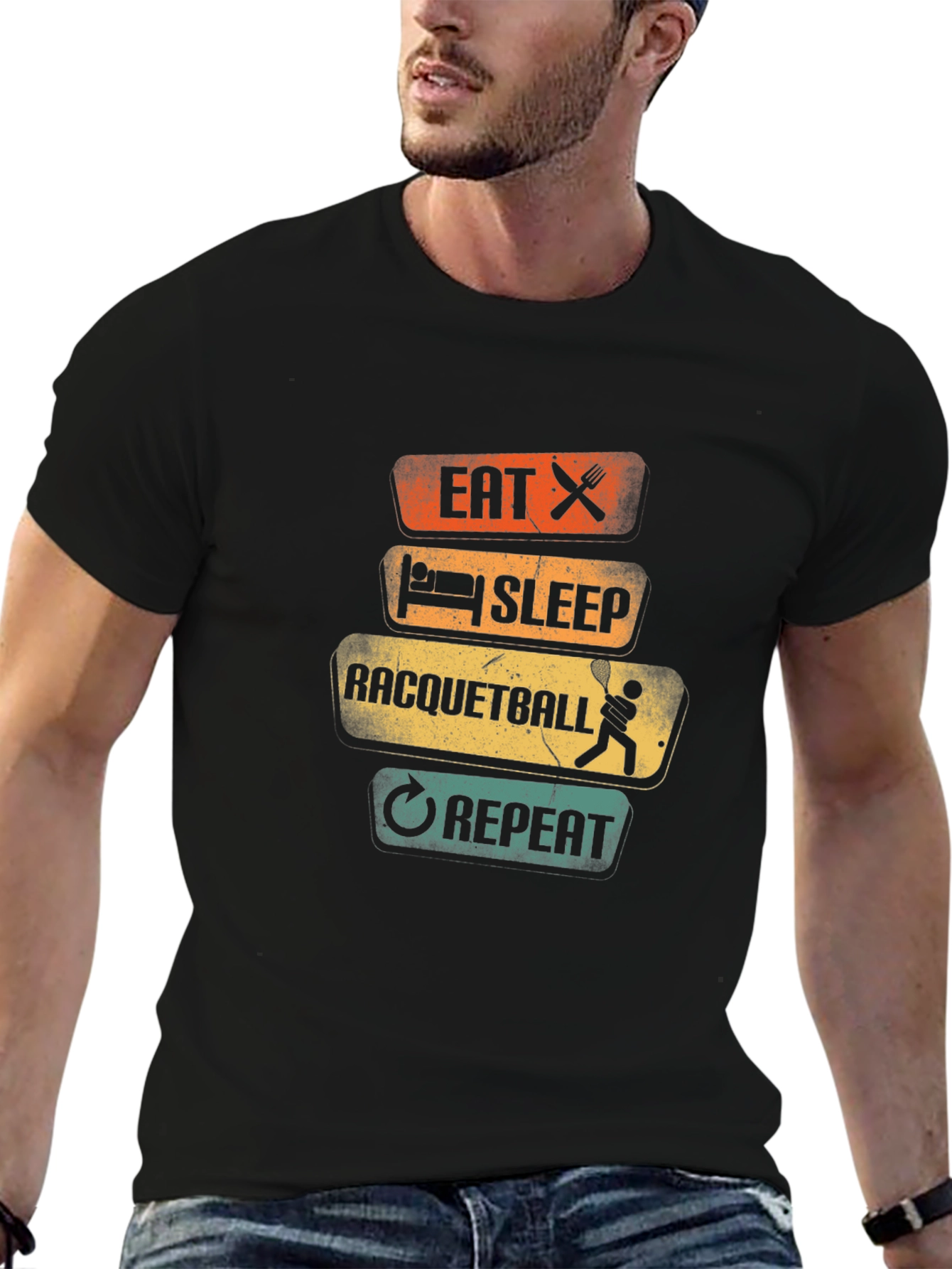 Eat Sleep Racquetball Repeat Graphic Tee