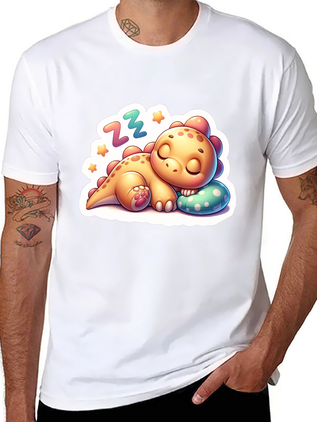 Cute Sleeping Dinosaur T-Shirt - Comfortable Cotton Blend