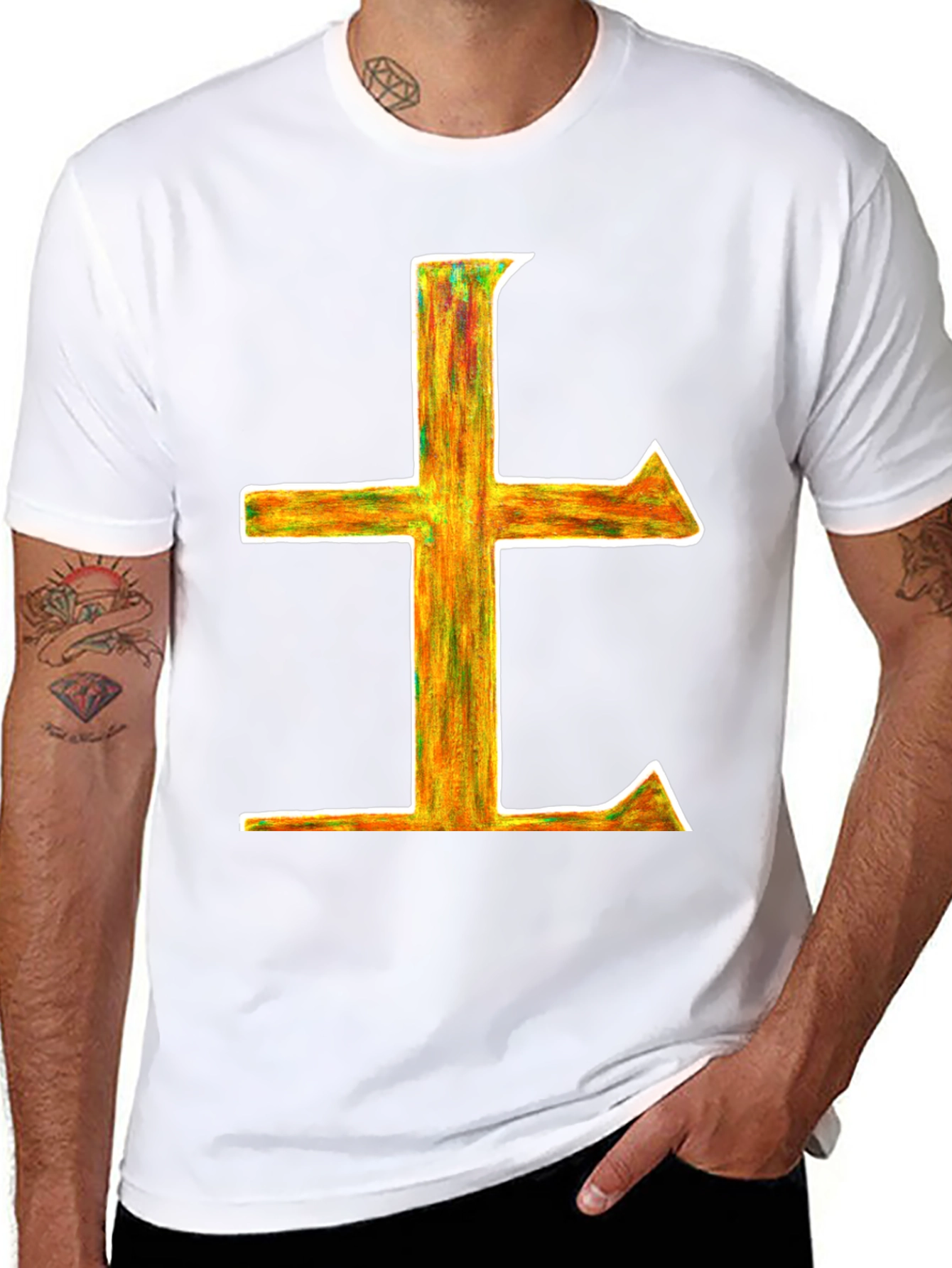 Abstract Cross Graphic Tee - Unisex Black T-Shirt