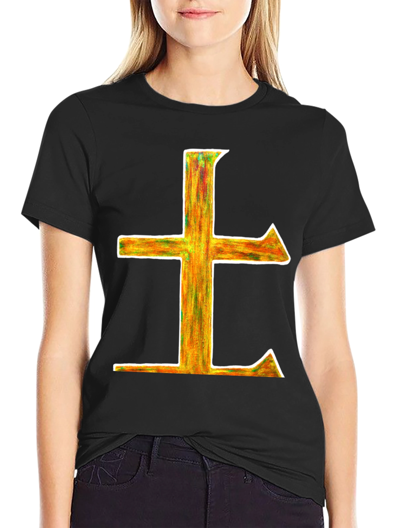 Abstract Cross Graphic Tee - Unisex Black T-Shirt