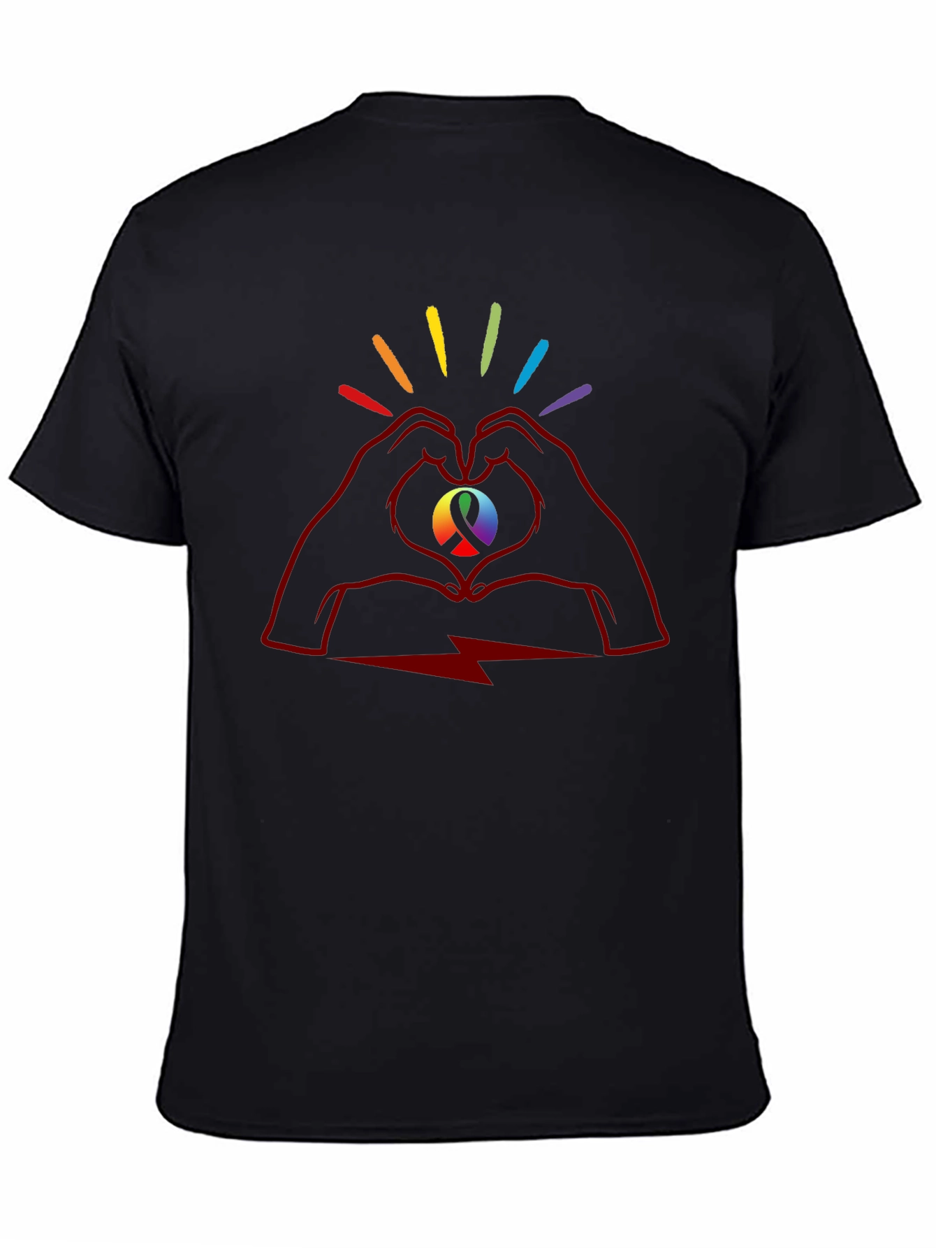 Pride Love Heart Hands Black T-Shirt