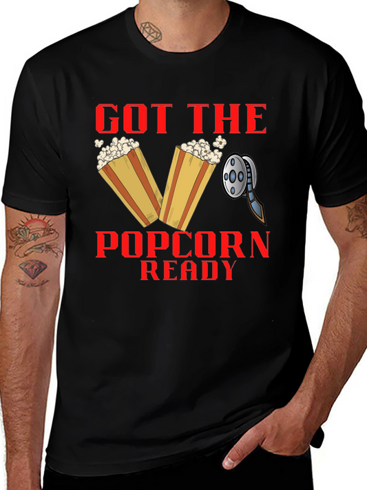 Got The Popcorn Ready Black Graphic Tee