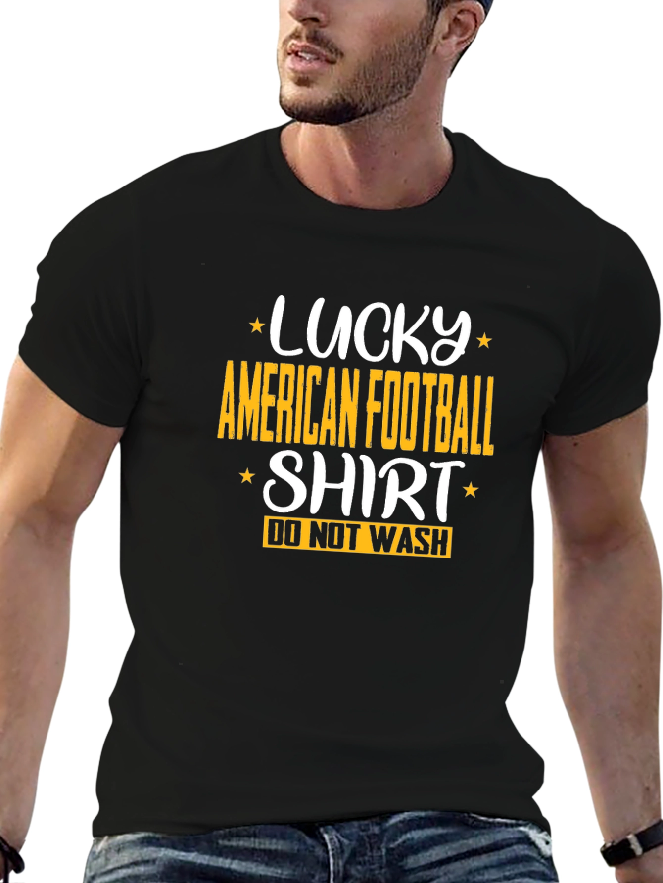 Lucky American Football Shirt - Mens Black Tee