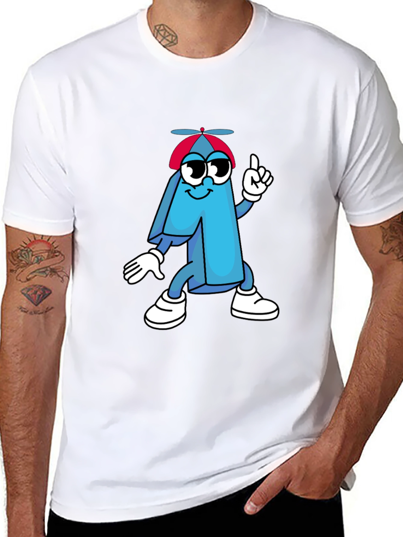 Cartoon Number One Black T-Shirt