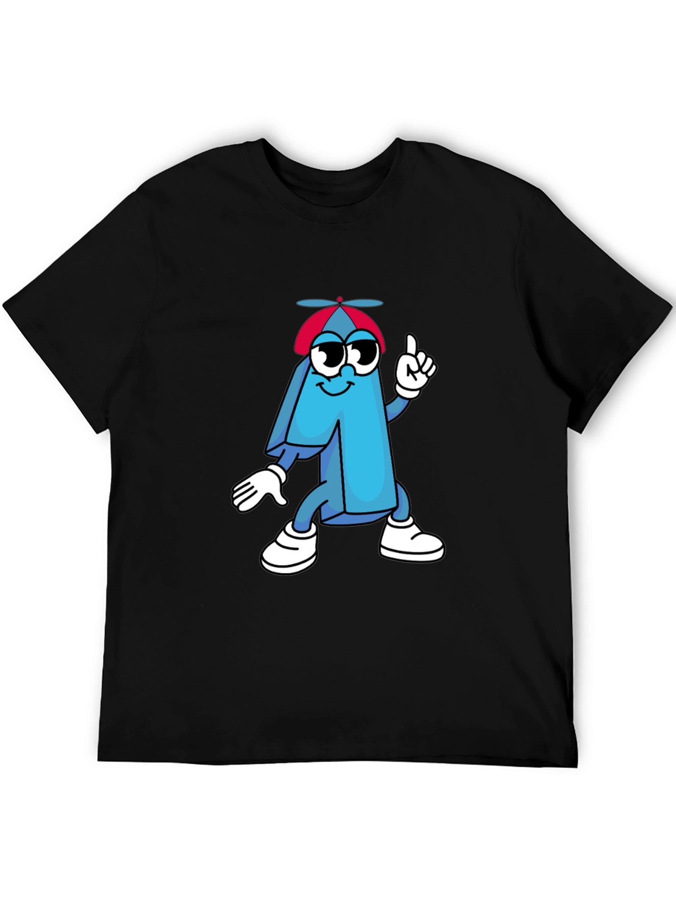 Cartoon Number One Black T-Shirt