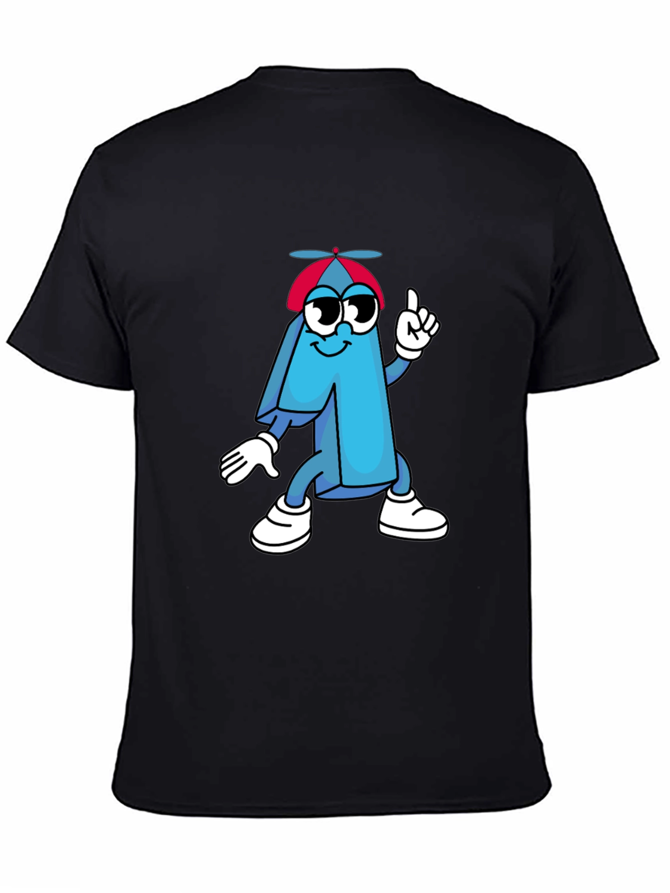 Cartoon Number One Black T-Shirt