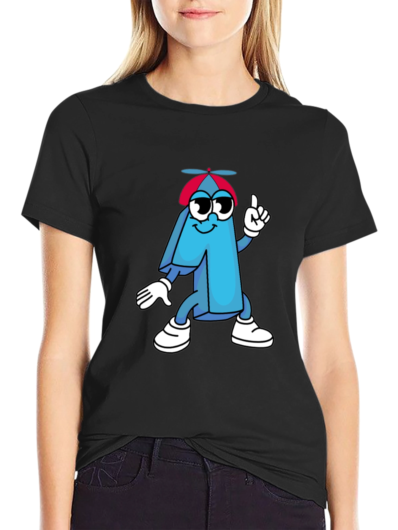 Cartoon Number One Black T-Shirt