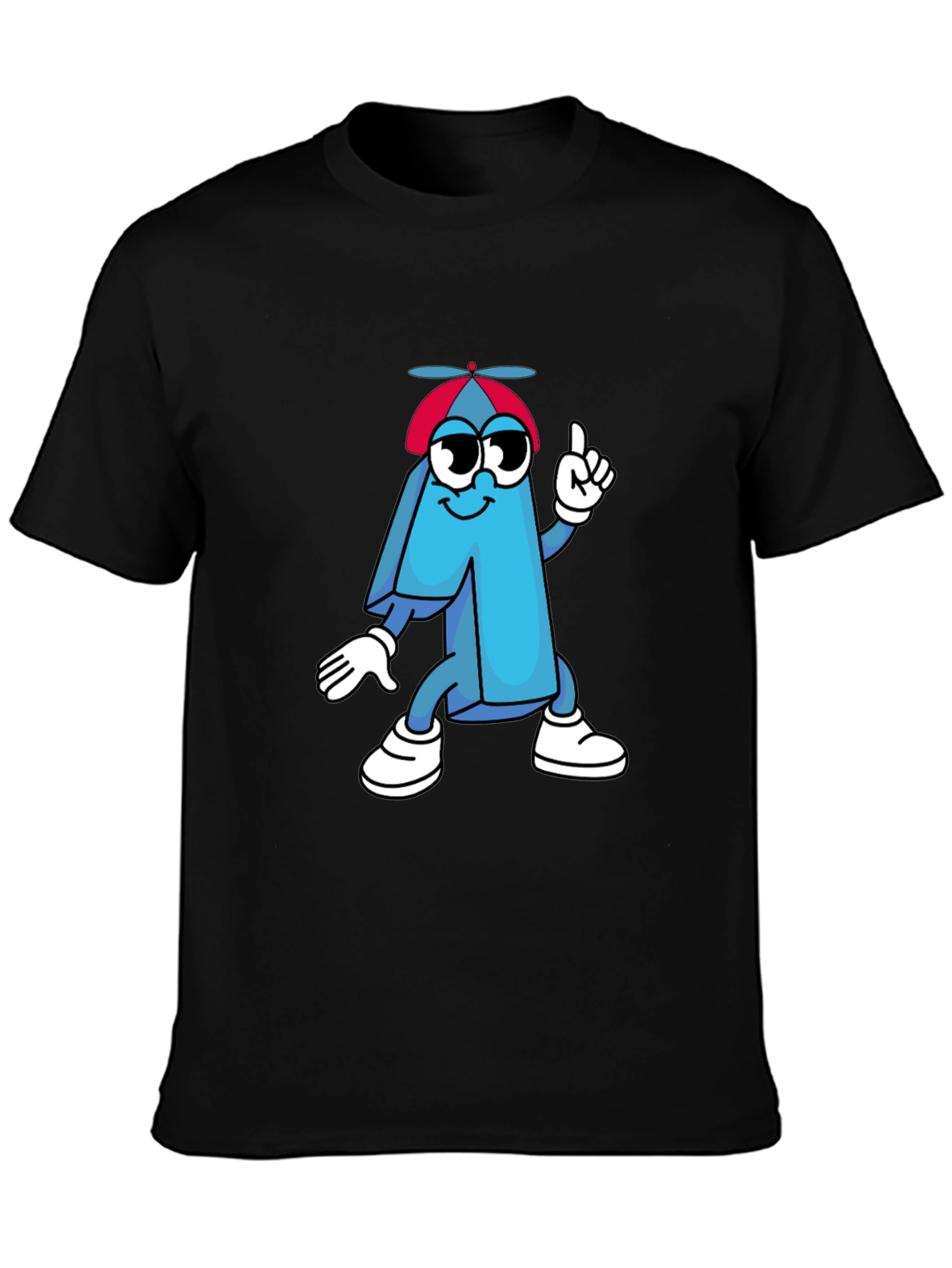 Cartoon Number One Black T-Shirt