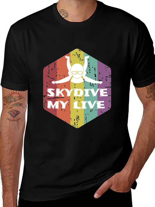 Skydive My Live Graphic Tee - Black Cotton Shirt